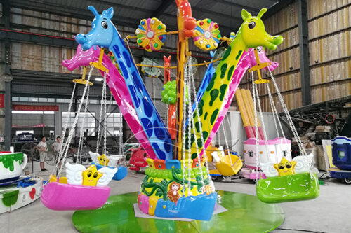 12 seats kiddie giraffe themed flying chair ride for sale
