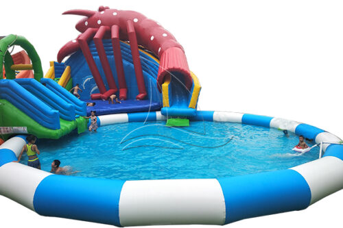 Dinis brand affordable inflatable castle with water slide and pool