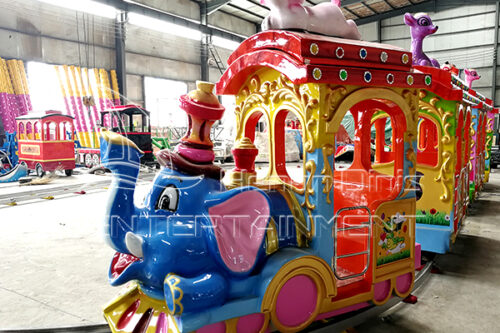 Elephant themed indoor train for kids | trackless & track |12-16 seat