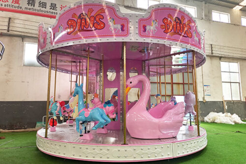 new designed 12 seats pink carousel ride in our company