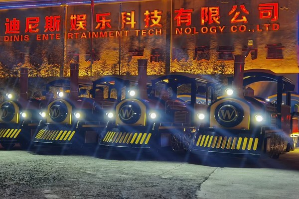 Vietnam trackless train project running its loop at night
